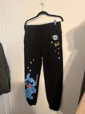 Disney Lilo & Stitch Black Space Graphic Fleece Joggers